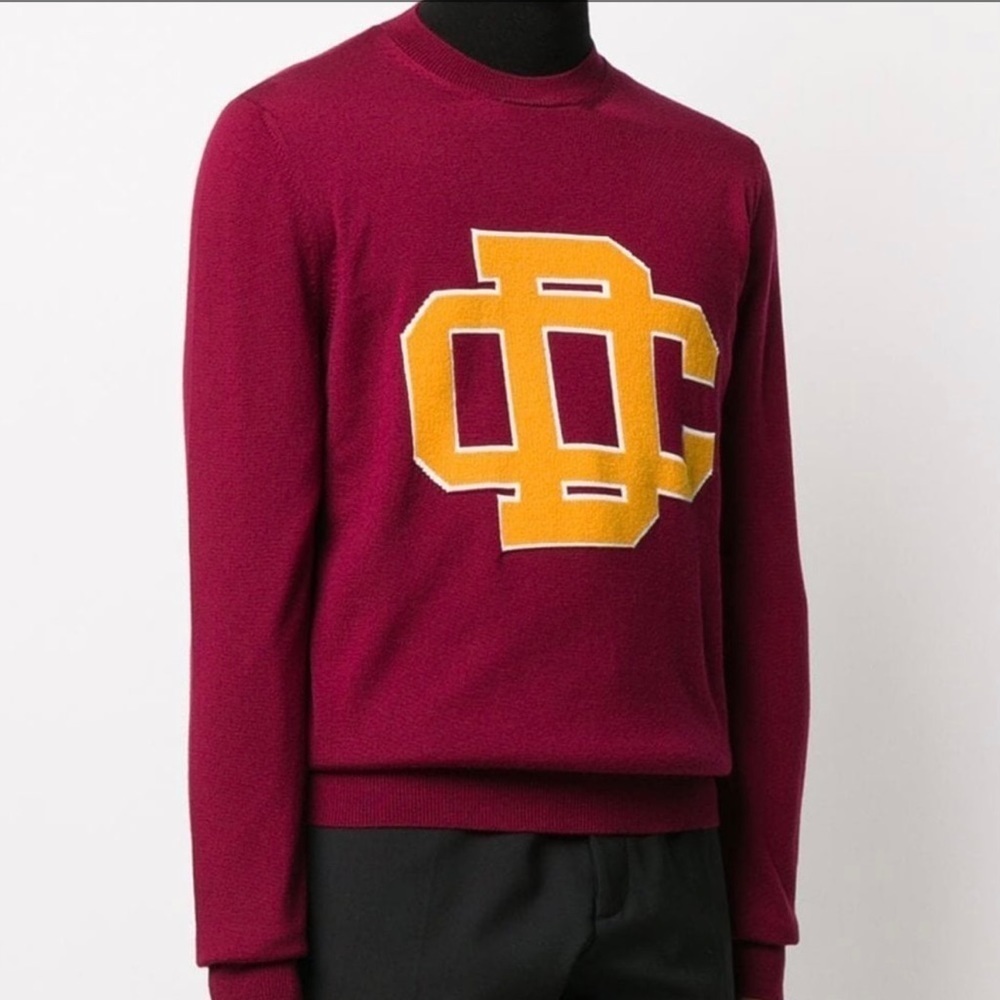 DSQUARED2 Maxi Logo Unisex Burgundy Jumper Knit Sweater Pullover​​​​​​​ - Picture 10 of 11